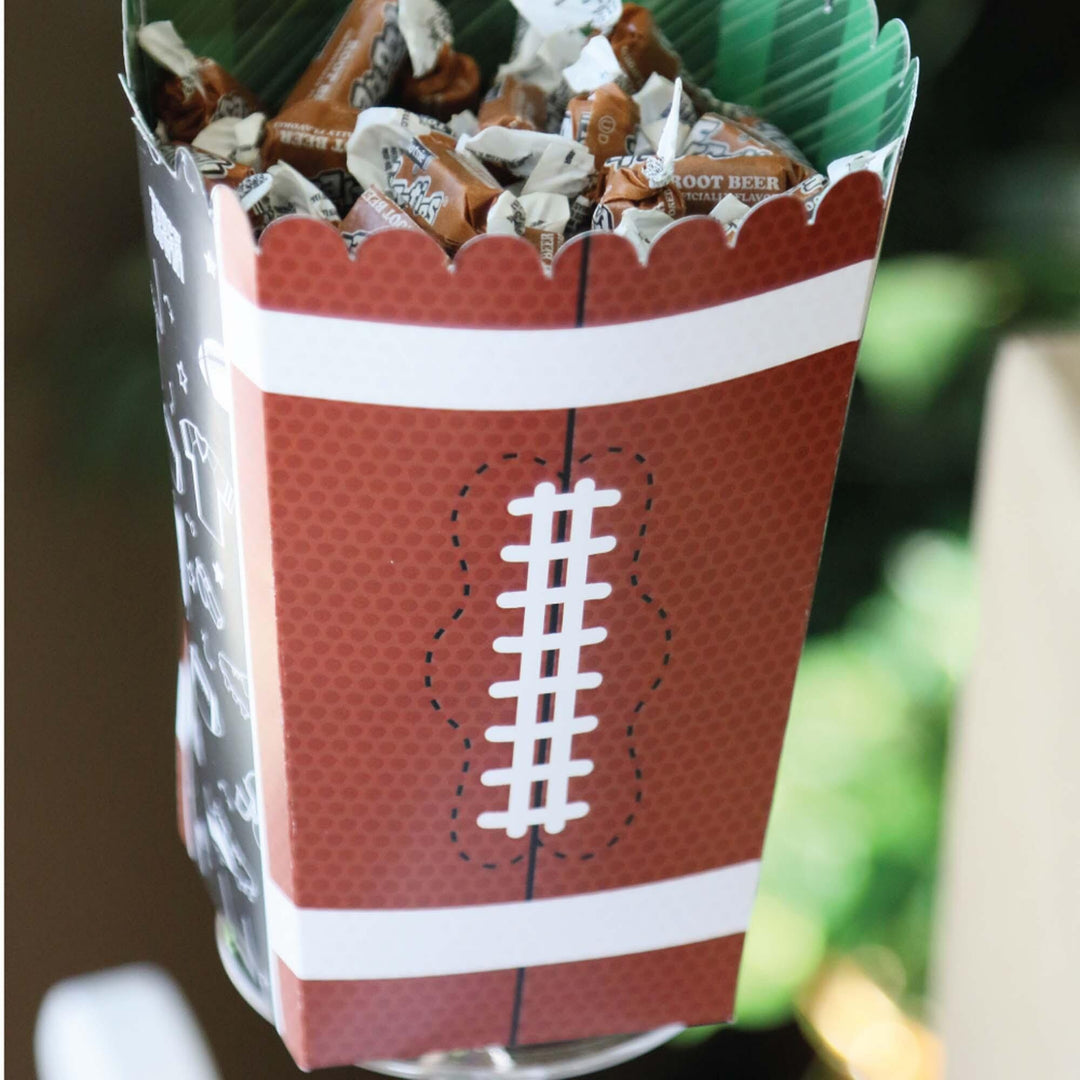 End Zone - Football - Baby Shower or Birthday Party Favor Popcorn Treat Boxes - Set of 12