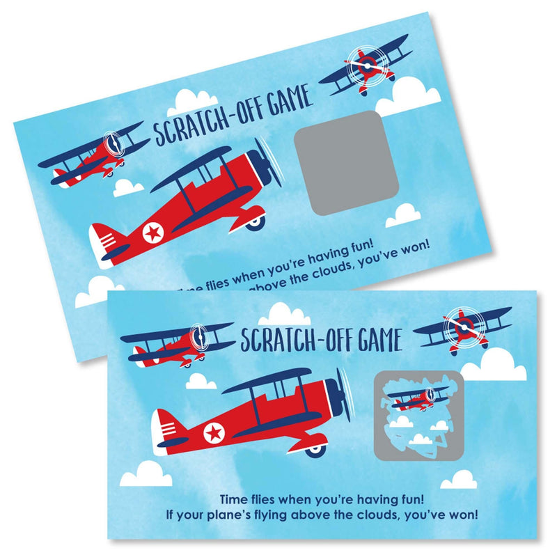 Taking Flight - Airplane - Vintage Plane Baby Shower or Birthday Party Scratch Off Cards - 22 Count