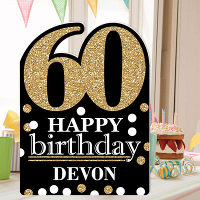 Adult 60th Birthday - Gold - Happy Birthday Giant Greeting Card - Personalized Big Shaped Jumborific Card - 16.5 x 22 inches