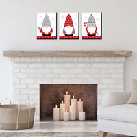 Christmas Gnomes - Holiday Wall Art Room Decor - 7.5 x 10 inches - Set of 3 Prints