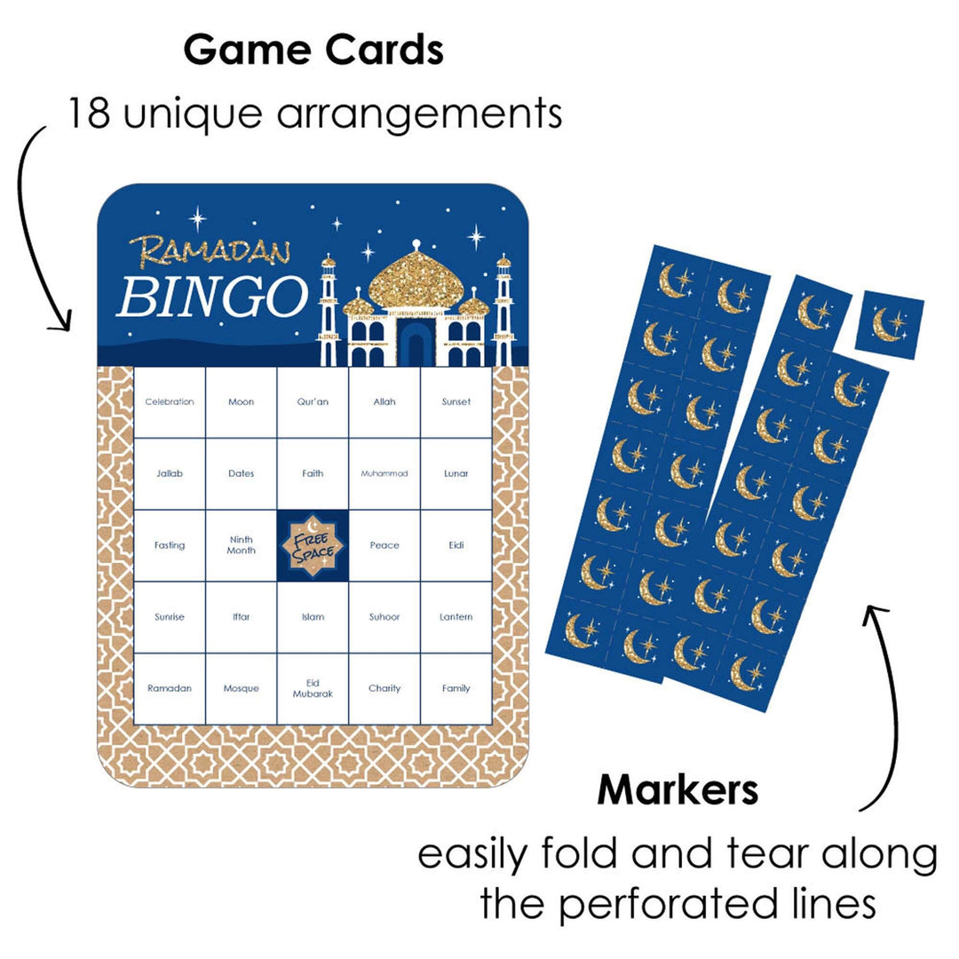 Ramadan - Bingo Cards and Markers - Eid Mubarak Bingo Game - Set of 18
