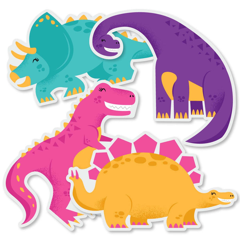 Roar Dinosaur Girl - Trex, Triceratops, Stegosaurus and Brontosaurus Decorations DIY Dino Mite Baby Shower or Birthday Party Essentials - Set of 20