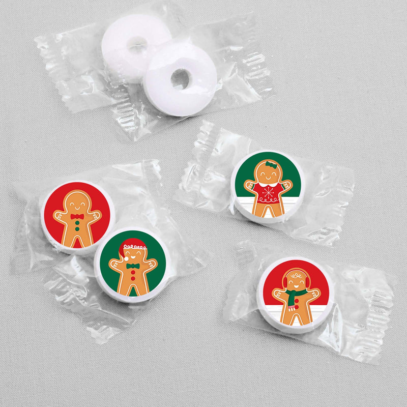 Gingerbread Christmas - Gingerbread Man Holiday Party Round Candy Sticker Favors - Labels Fit Hershey&