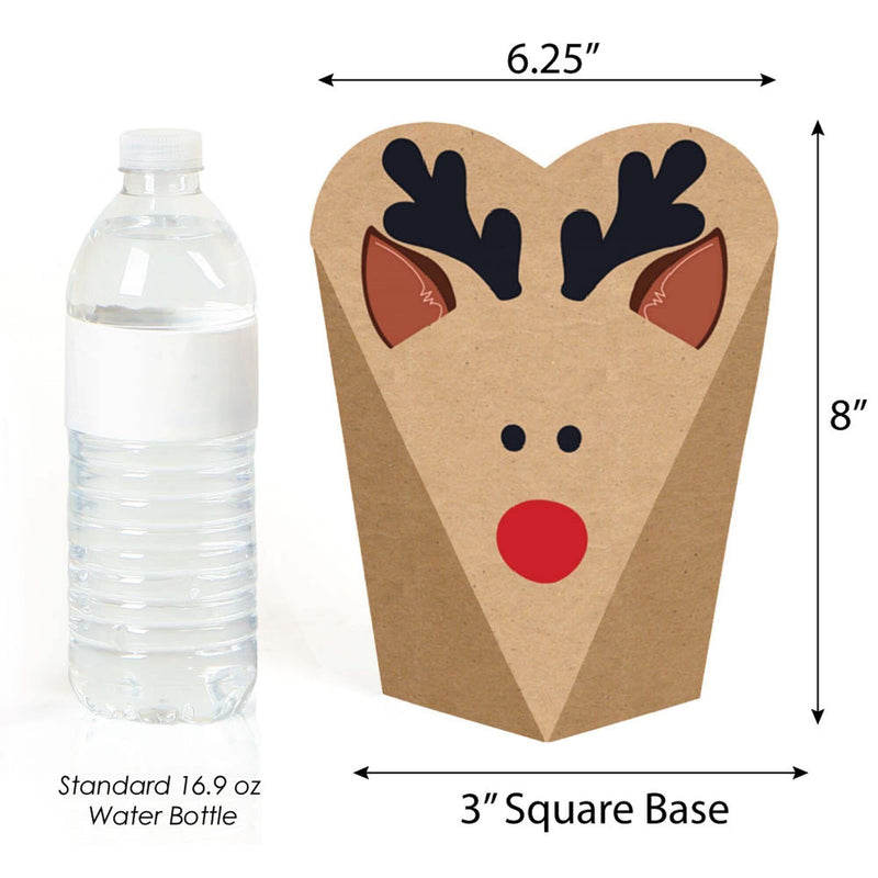 Reindeer Shaped Box - Prancing Plaid Christmas & Holiday Party Favors - Gift Heart Shaped Favor Boxes for Women & Kids - Set of 12