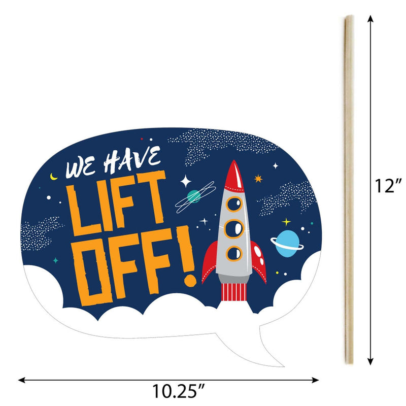 Funny Blast Off to Outer Space - 10 Piece Rocket Ship Baby Shower or Birthday Party Photo Booth Props Kit