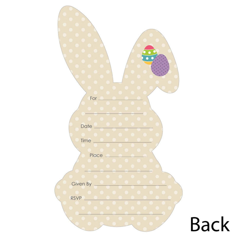 Hippity Hoppity - Shaped Fill-In Invitations - Easter Bunny Party Invitation Cards with Envelopes - Set of 12