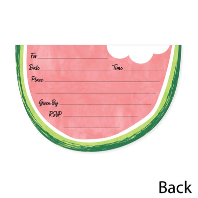 Sweet Watermelon - Shaped Fill-In Invitations - Fruit Party Invitation Cards with Envelopes - Set of 12