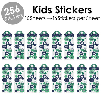 Par-Tee Time - Golf - Birthday Party Favor Kids Stickers - 16 Sheets - 256 Stickers