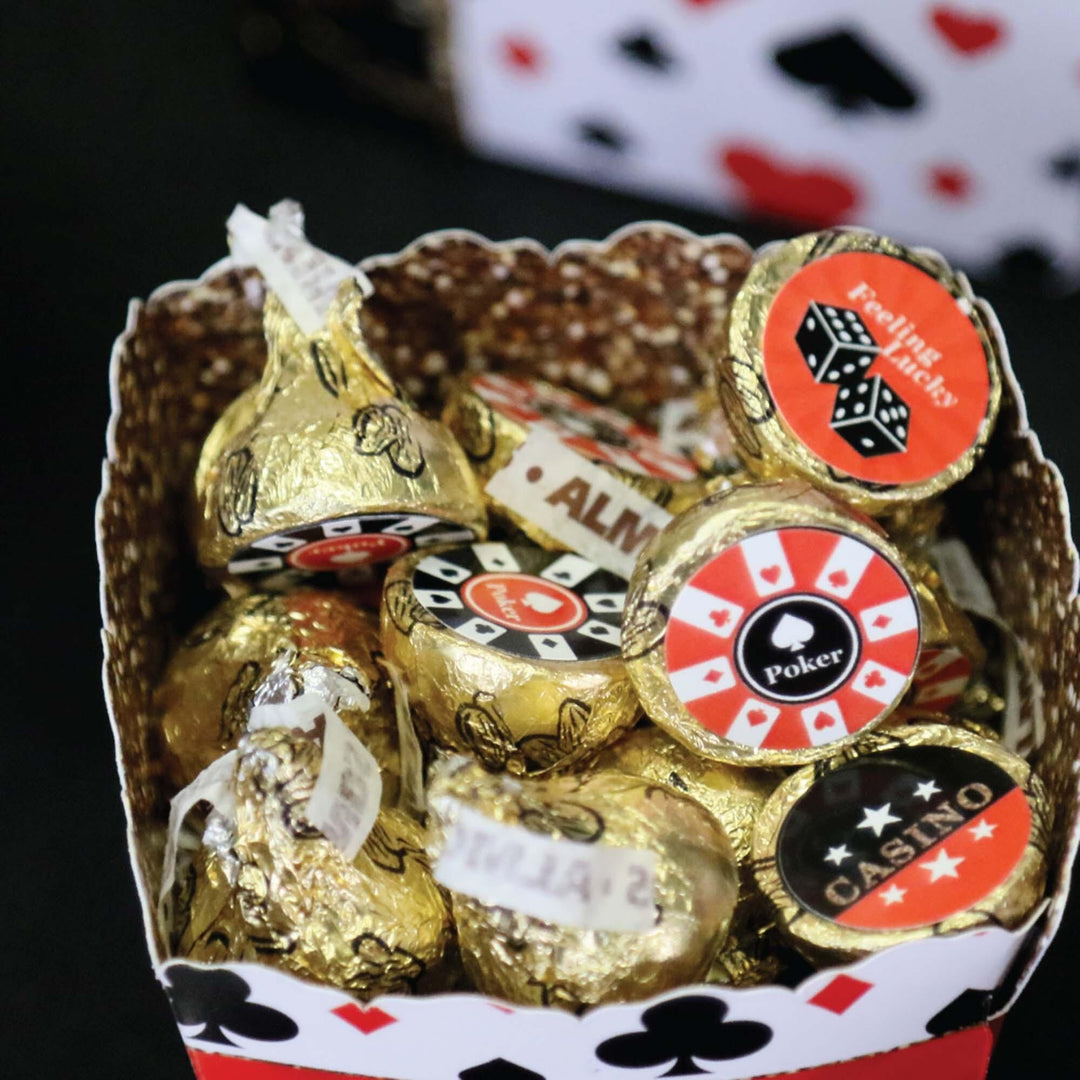 Las Vegas - Round Candy Labels Casino Party Favors - Fits Hershey's Kisses - 108 ct