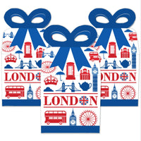 Cheerio, London - Square Favor Gift Boxes - British UK Party Bow Boxes - Set of 12
