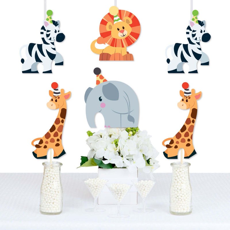 Jungle Party Animals - Elephant, Giraffe, Lion and Zebra Decorations DIY Safari Zoo Animal Birthday Party or Baby Shower Essentials - Set of 20