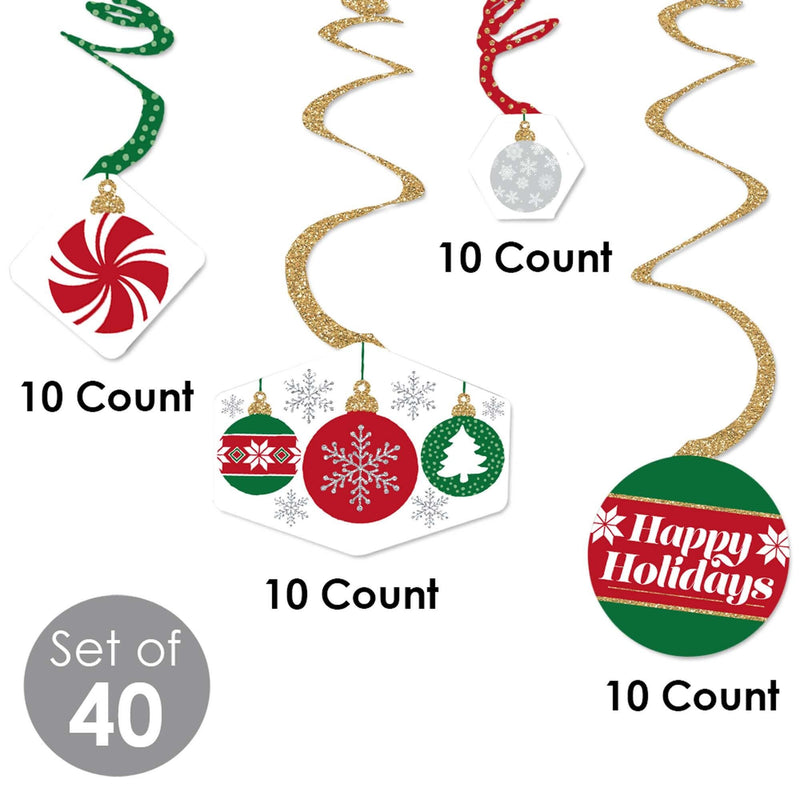 Ornaments - Holiday and Christmas Party Hanging Decor - Party Decoration Swirls - Set of 40