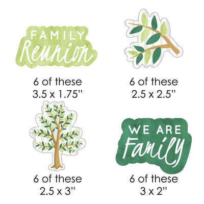 Family Tree Reunion - DIY Shaped Family Gathering Party Cut-Outs - 24 ct