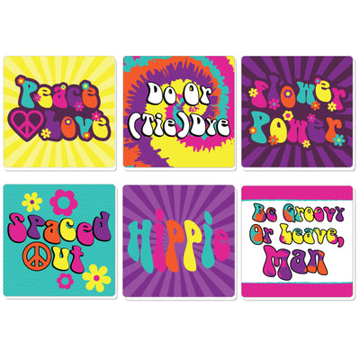 60's Hippie - Funny 1960s Groovy Party Decorations - Drink Coasters - Set of 6