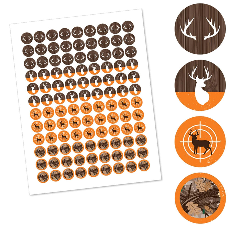 Gone Hunting - Deer Hunting Camo Party Round Candy Sticker Favors - Labels Fit Hershey&