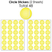 You Got Served - Tennis - Mini Candy Bar Wrappers, Round Candy Stickers and Circle Stickers - Baby Shower or Tennis Ball Birthday Party Candy Favor Sticker Kit - 304 Pieces