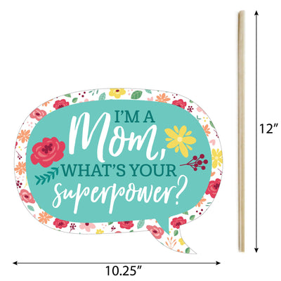 Funny Colorful Floral Happy Mother's Day - We Love Mom Party Photo Booth Props Kit - 10 Piece