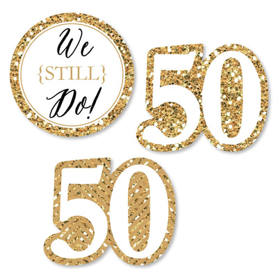 We Still Do - 50th Wedding Anniversary - DIY Shaped Wedding Anniversary Paper Cut-Outs - 24 ct