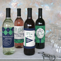 Par-Tee Time - Golf - Birthday or Retirement Party Decorations for Women and Men - Wine Bottle Label Stickers - Set of 4