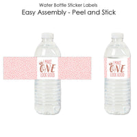 1st Birthday Little Miss Onederful - Girl First Birthday Party Water Bottle Sticker Labels - Set of 20