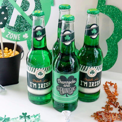 St. Patrick's Day - Decorations for Women and Men - 6 Beer Bottle Label Stickers and 1 Carrier - Saint Patty's Day Gift