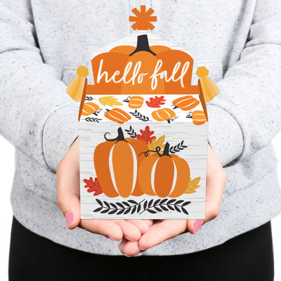 Fall Pumpkin - Treat Box Party Favors - Halloween or Thanksgiving Party Goodie Gable Boxes - Set of 12