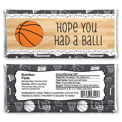 Nothin' But Net - Basketball - Candy Bar Wrapper Baby Shower or Birthday Party Favors - Set of 24