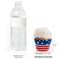 Stars & Stripes - Memorial Day, 4th of July and Labor Day USA Patriotic Party Decorations - Party Cupcake Wrappers - Set of 12