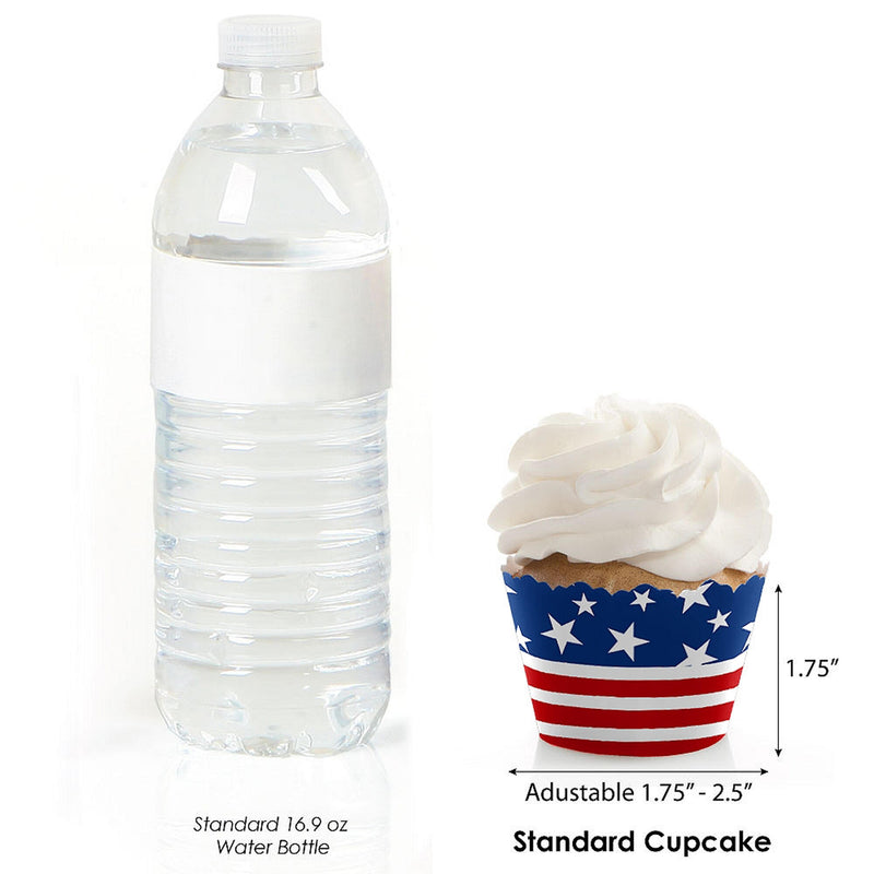 Stars & Stripes - Memorial Day, 4th of July and Labor Day USA Patriotic Party Decorations - Party Cupcake Wrappers - Set of 12