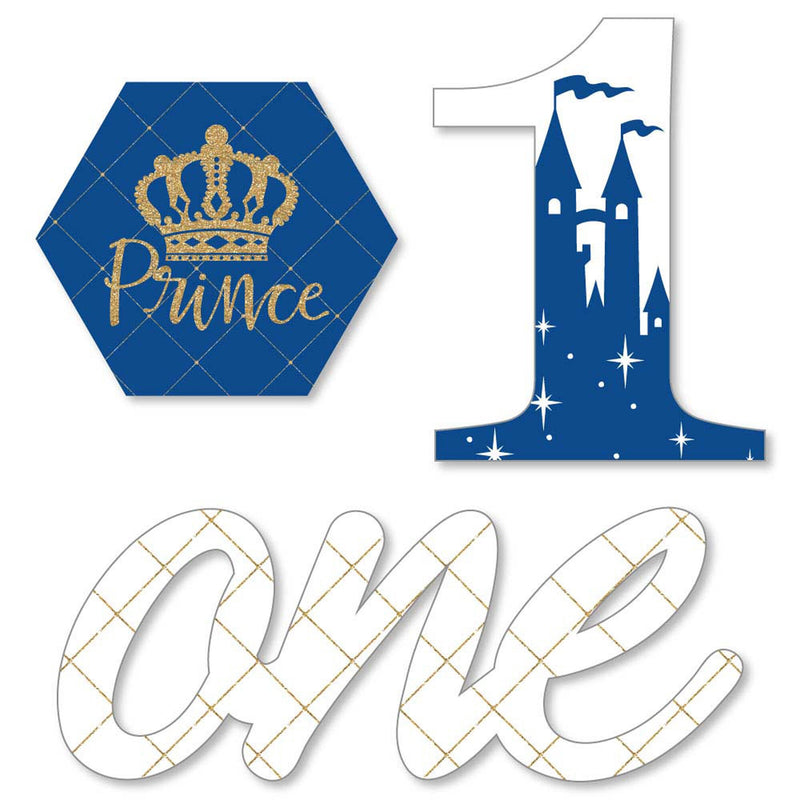 1st Birthday Royal Prince Charming - DIY Shaped First Birthday Party Cut-Outs - 24 ct