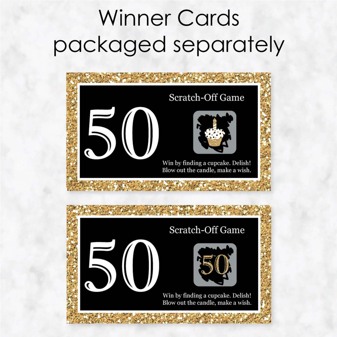Adult 50th Birthday - Gold - Birthday Party Game Scratch Off Cards - 22 ct