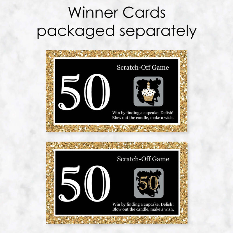 Adult 50th Birthday - Gold - Birthday Party Game Scratch Off Cards - 22 ct