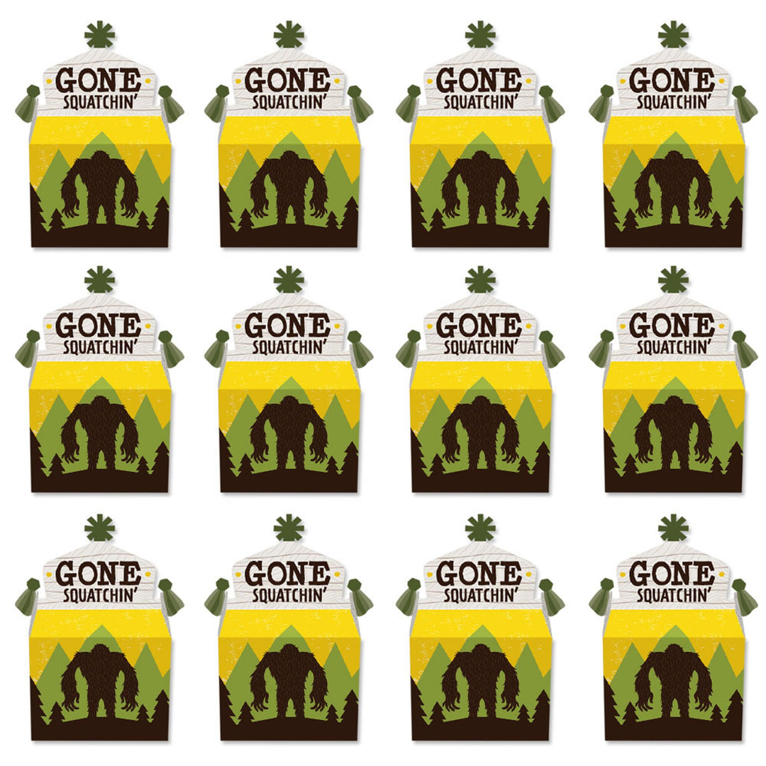 Sasquatch Crossing - Treat Box Party Favors - Bigfoot Party or Birthday Party Goodie Gable Boxes - Set of 12