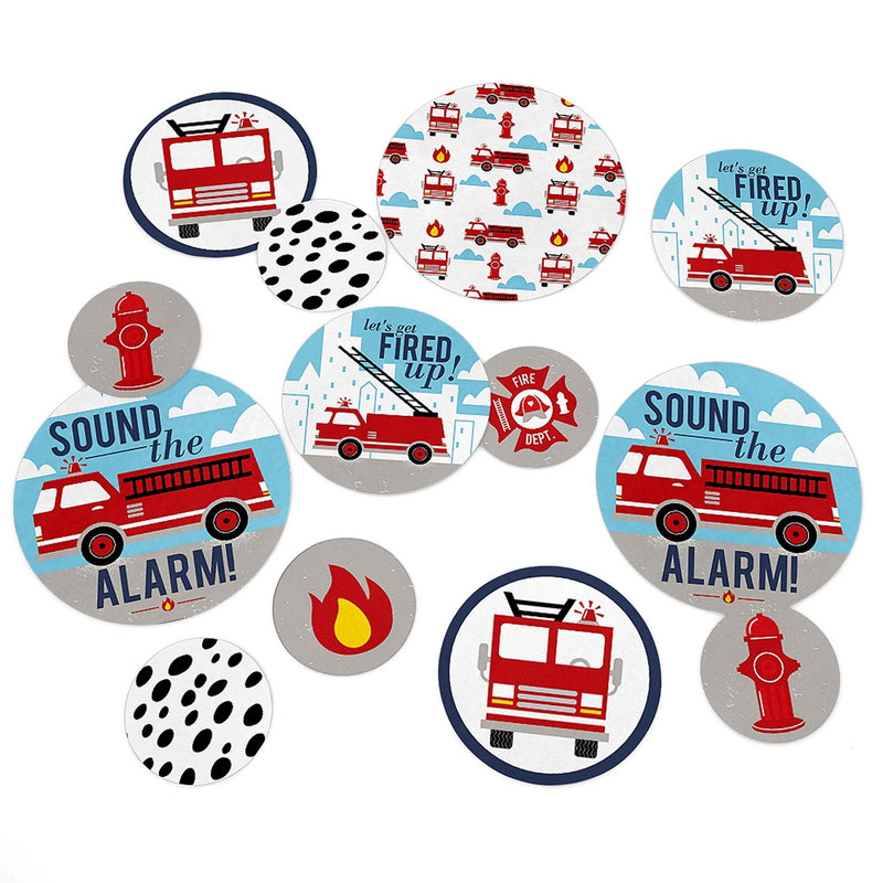 Fired Up Fire Truck - Firefighter Firetruck Baby Shower or Birthday Party Giant Circle Confetti - Party Decorations - Large Confetti 27 Count