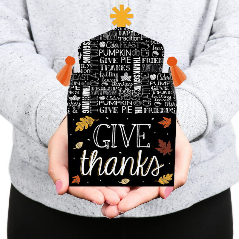 Give Thanks - Treat Box Party Favors - Thanksgiving Party Goodie Gable Boxes - Set of 12