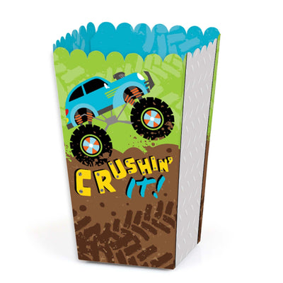 Smash and Crash - Monster Truck - Boy Birthday Party Favor Popcorn Treat Boxes - Set of 12