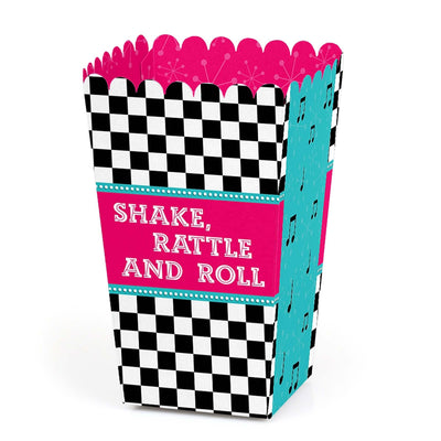 50's Sock Hop - 1950s Rock N Roll Party Favor Popcorn Treat Boxes - Set of 12