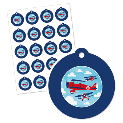 Taking Flight - Airplane - Vintage Plane Baby Shower or Birthday Party Favor Gift Tags (Set of 20)