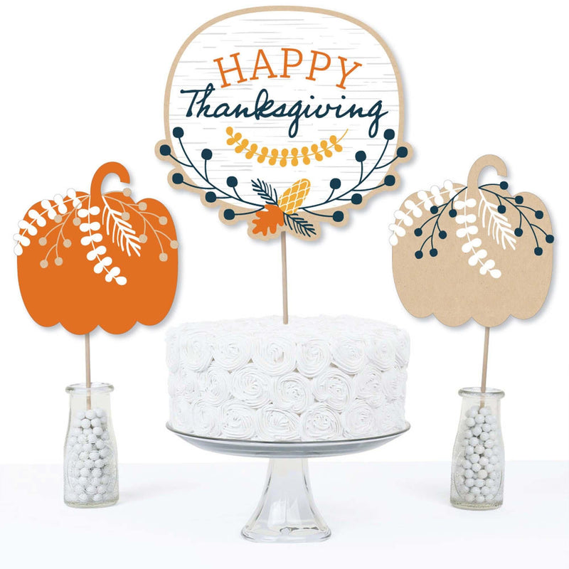Happy Thanksgiving - Fall Harvest Party Centerpiece Sticks - Table Toppers - Set of 15
