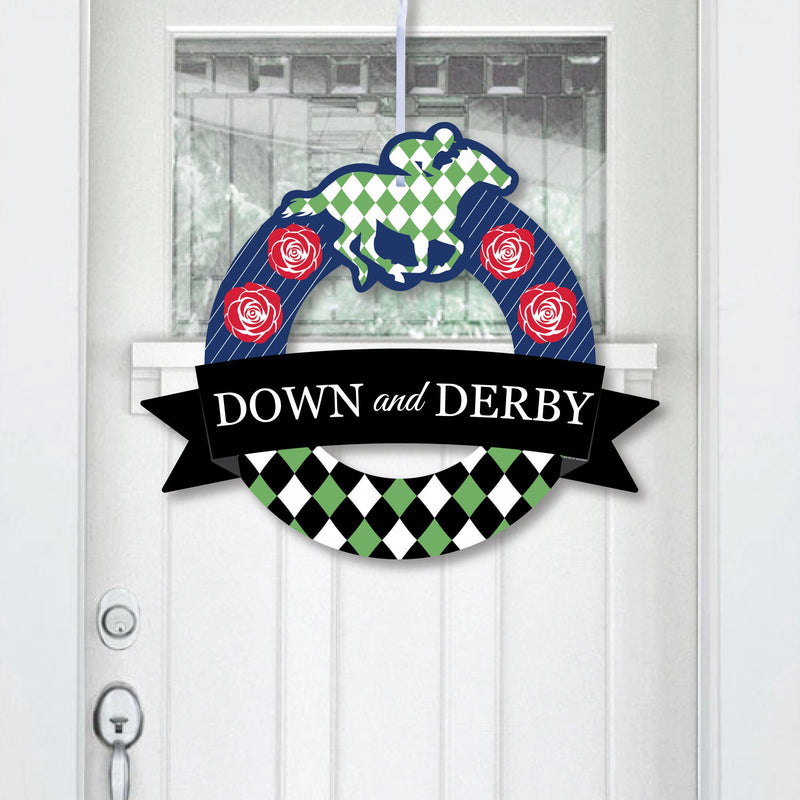 Kentucky Horse Derby - Outdoor Horse Race Party Decor - Front Door Wreath