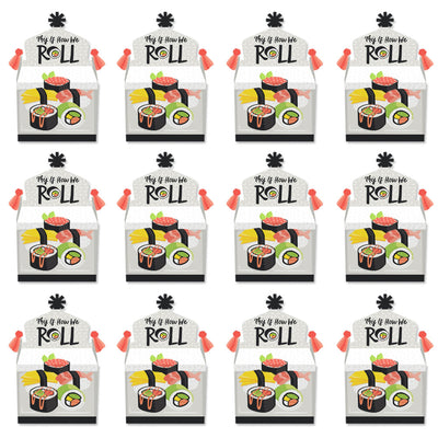 Let's Roll - Sushi - Treat Box Party Favors - Japanese Party Goodie Gable Boxes - Set of 12