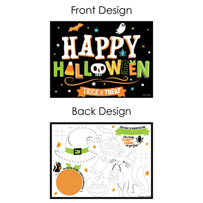 Jack-O'-Lantern Halloween - Paper Kids Halloween Party Coloring Sheets - Activity Placemats - Set of 16