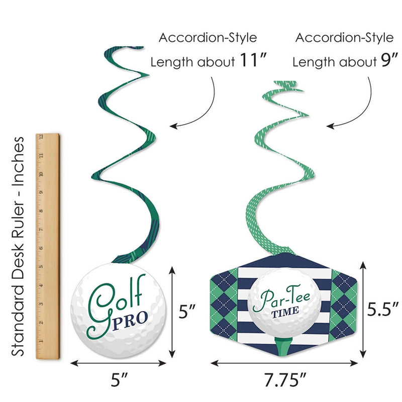 Par-Tee Time - Golf - Birthday or Retirement Party Hanging Decor - Party Decoration Swirls - Set of 40