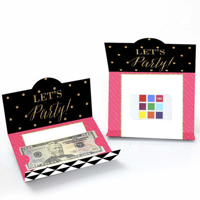 Chic Happy Birthday - Pink, Black and Gold - Birthday Party Money and Gift Card Holders - Set of 8