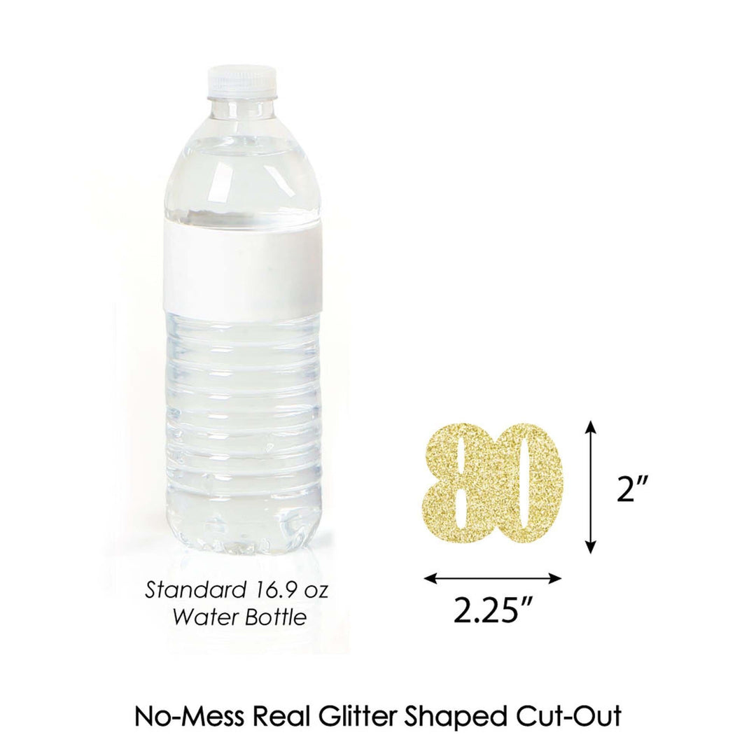 Gold Glitter 80 - No-Mess Real Gold Glitter Cut-Out Numbers - 80th Birthday Party Confetti - Set of 24