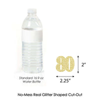 Gold Glitter 80 - No-Mess Real Gold Glitter Cut-Out Numbers - 80th Birthday Party Confetti - Set of 24