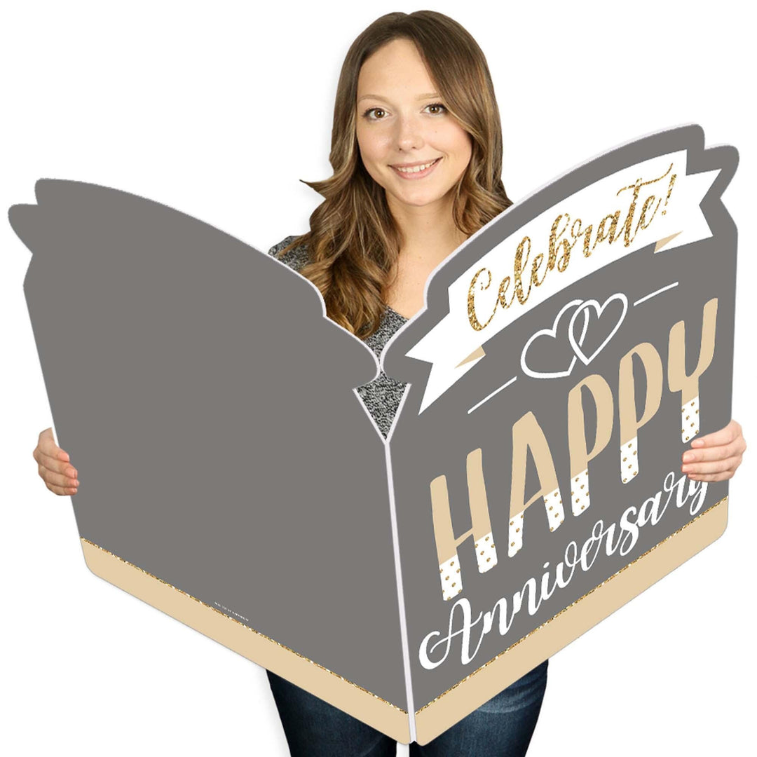Happy Anniversary - Gold and Silver Wedding Anniversary Congratulations Giant Greeting Card - Big Shaped Jumborific Card - 16.5 x 22 inches