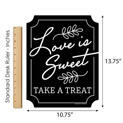 Black Love is Sweet Sign - Wedding Cake and Dessert Table Decorations - Printed on Sturdy Plastic Material - 10.5 x 13.75 inches - Sign with Stand - 1 Piece