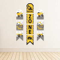 Dig It - Construction Party Zone - Hanging Vertical Paper Door Banners - Baby Shower or Birthday Party Wall Decoration Kit - Indoor Door Decor