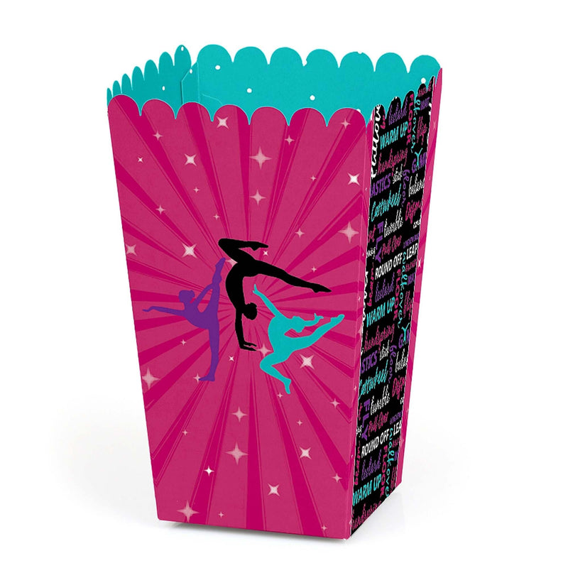 Tumble, Flip & Twirl - Gymnastics - Birthday Party or Gymnast Party Favor Popcorn Treat Boxes - Set of 12